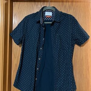 Navy Blue Patterned Men's Shirt